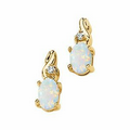 14K Yellow 6x4 Opal & .03 CTW Diamond Round Earring